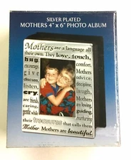 Beautiful Mothers Day Silver Plated photo Album Holds 100  4” x 6” Photos