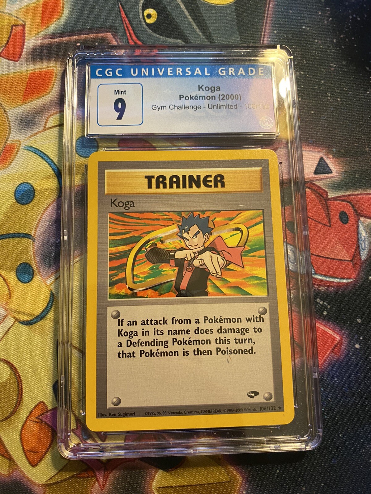 Koga - 106/132 - Rare - Gym Challenge Unlimited Pokemon Card - Graded CGC 9