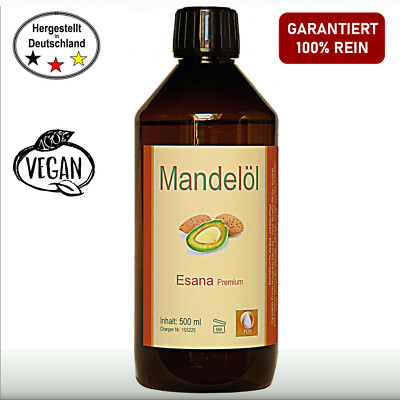 Mandelöl 500 ml 100% rein für Hautpflege, Naturkosmetik, Massage, Babyöl