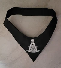 Masonic Lodge Black Cravat with Silver hand Embroidery