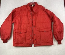 Vtg Swingster Jacket Mens XL Puffer Coat Red Blank USA Made 70s Quilted Retro