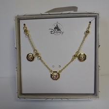 New in Box Disney Parks Mickey Mouse Gold Colored Earrings and Necklace Set