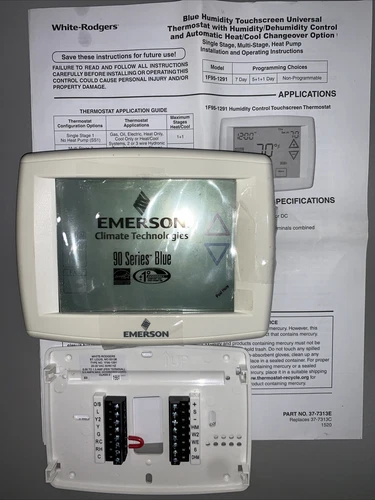 Emerson 1F95-1291 Blue Series 12 Touchscreen Thermostats, 7, 5-1-1 Programs, 4