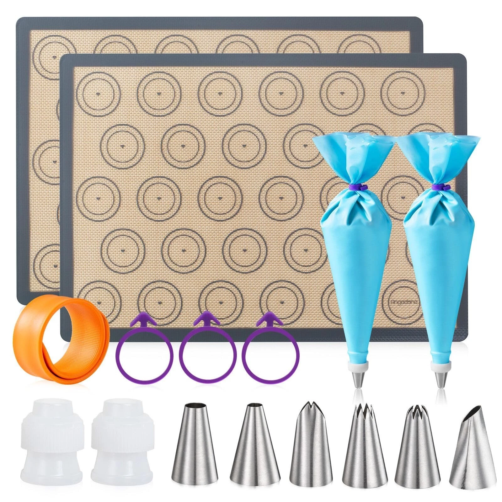 Macaron Silicone Baking Mats Kit (16pcs set) Macaroon Baking Mat Set of 2 Hal...