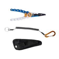 High Quality Blue Aluminum Fishing Pliers with Braid Line Cutter and Lanyard