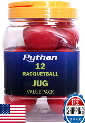 Python Red Racquetballs (Value Pack - 12 Ball Jug/Lightning Fast!)