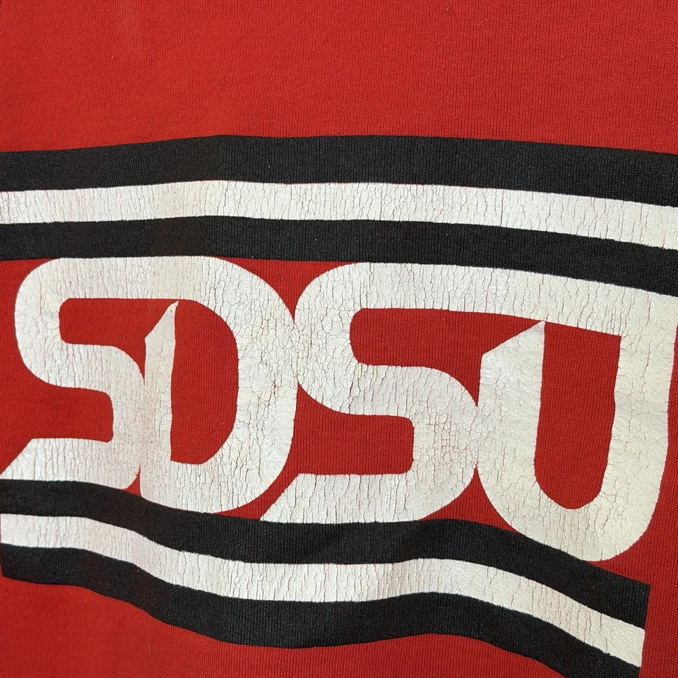 Винтажный San Diego State University SDST Artex Размер Средний Красный Круглый Гриф 70-80-е - Изображение 3 из 4