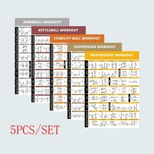 HOT 5pack/set POSTER ALLENAMENTO PALESTRA Esercizi Manubri Bollitore Campana Allenamento Poster