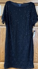 Womens Black Short Sparkle Formal Dress Size 16 Chaps New With Tags