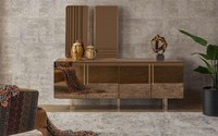 Sideboard Mit 2X Spiegel Anrichte Luxus Garnitur Kommode Holz Kommoden Modern
