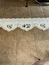 Vintage Christmas Mantle Scarf Santa And Reindeer Table Runner Painted 18x93”