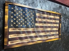 Rustic 3D Wavy Wooden American Flag / Made In America