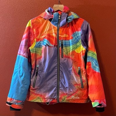 Marker Deluxe Women's Rainbow Oil Utility Multi Pocket Hooded Ski Snow Jacket