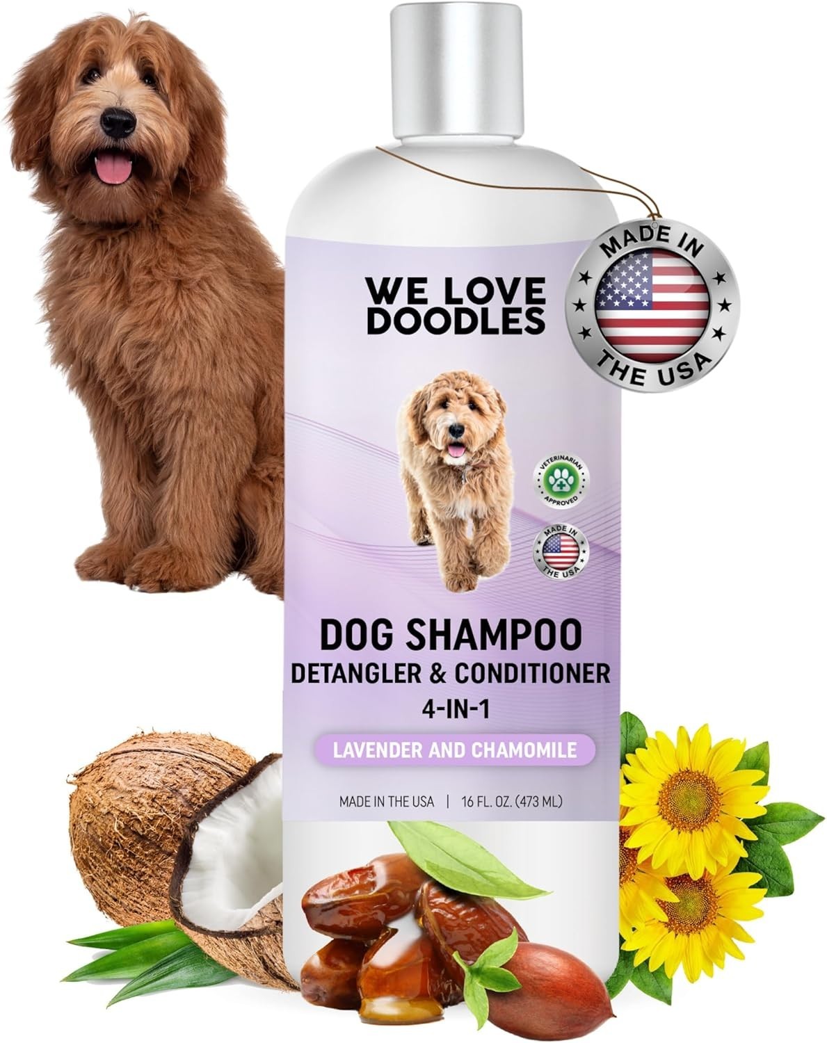 4-in-1 Dog Shampoo, Conditioner & Detangler &ndash; Lavender, 16