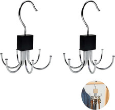 Belt Hanger, 2Pcs Belt Organizer for Closet 360 ,Rotatable Max 48 Belt Storage R