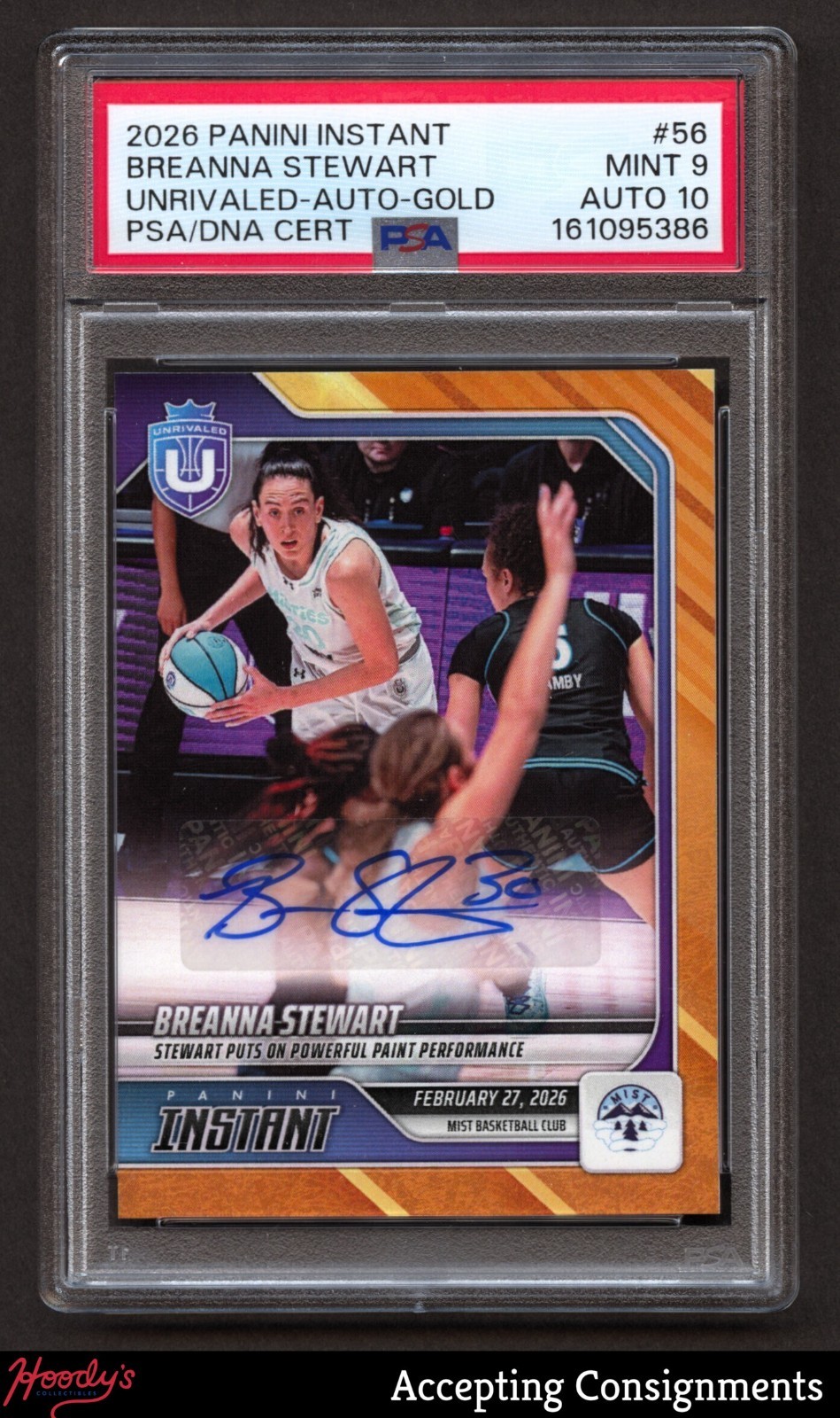 2026 Panini Instant Unrivaled Autograph Gold Breanna Stewart 7/10 PSA 9 AUTO 10 view 1