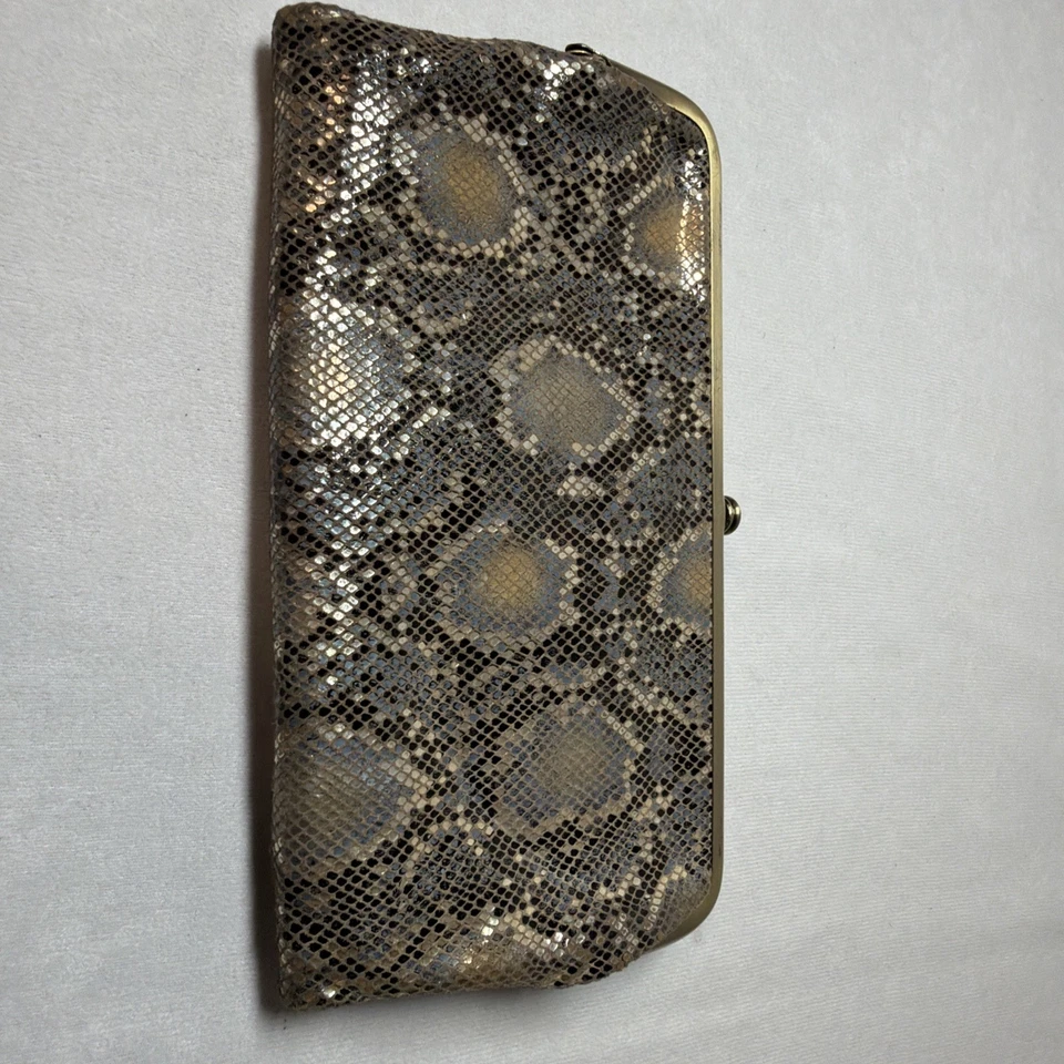  HOBO Hobo Intl Cuero Doble Marco Bolso sin asas Cartera Lauren Glam Serpiente USADA Foto 2 de 4