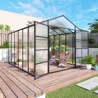 Green House Raised Base Windproof Walk-in Plant Garden Greenhouse in All Season