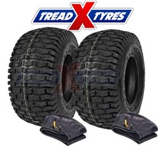 2x 4Ply Lawn Mower 15x6.00-6 Grass Tyre & Tube Garden 15x 600 6 Golf Buggy Turf