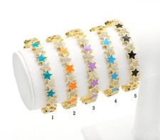 CZ Enamel Star Adjustable Bracelet, Sku X362