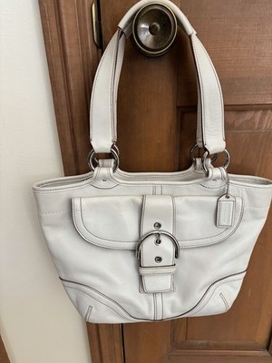 Vintage Y2K Coach SOHO Purse Off-White With Buckle Flap