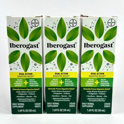 Bayer Iberogast Dual Action Digestive Relief Drops 3 Pack 1.69 oz Exp 10/26 New