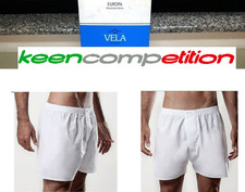 ★ VELA BOXER MUTANDE UOMO CON APERTURA EUROPA COTONE STOFFA POPELINE BIANCO ★