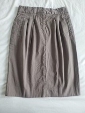 Valentino Roma Taupe Cotton Pencil Skirt Pleat Zip Pockets Size 4