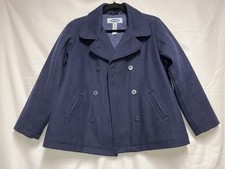 EUC Child's Old Navy Dark Blue Wool Blend Button Pea Coat Girls 12