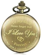 Dad Gift from Daughter to Father Engraved Pocket Watch - No Matter How Bronze