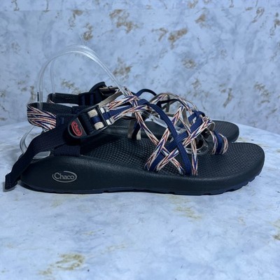 Chaco ZX/3 Womens Sz 12 Shoes Black White Blue Adjustable Outdoor Hiking  Sandals