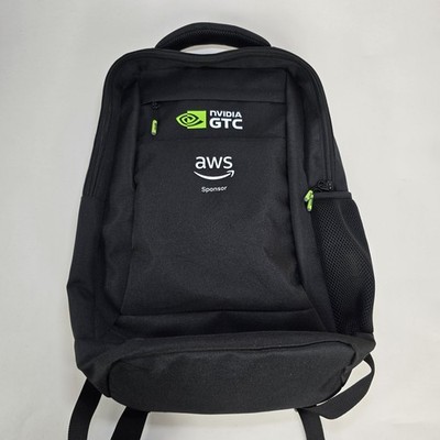NVIDIA GTC Laptop Backpack AWS Sponsor Amazon Web Services Tech Swag Black