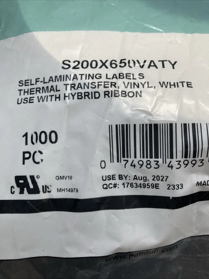 1 Roll Panduit Self Laminating Labels S200X650VATY New - Image 2 of 4