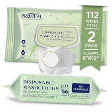 Large Wet Wipes for Adults - 2 Pack of 12"x8" 112 Count 2 Packs of 56 