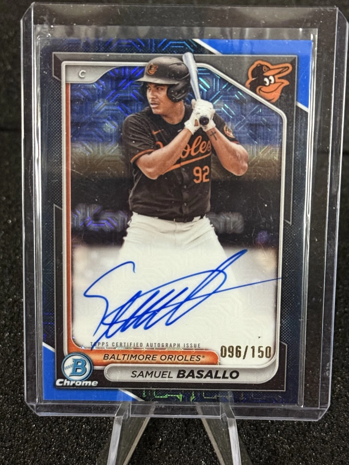 2024 Bowman Chrome Mega Box Auto Samuel Basallo #BMA-SB Blue Refractor /150 RC