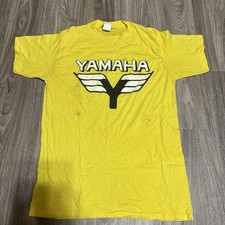 Vintage 70s Yamaha Winged Logo Yellow T-Shirt Single Stitch USA Made Large