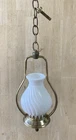 vintage hanging Lamp light fixture White Swirl Milk Glass Shade Ceiling Pendant
