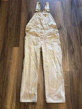 Dickies Dungarees Adult Brown Bib Overalls Work Wear Canvas Carpenter Mens 40x30