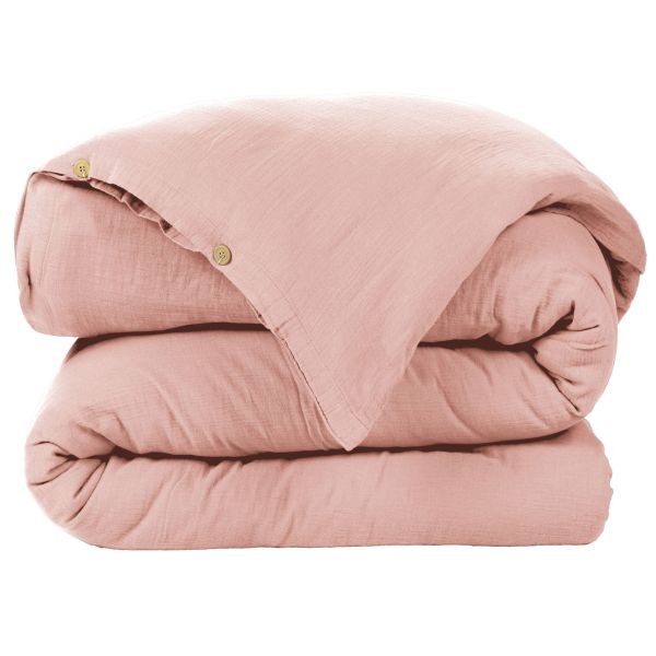 Housse de couette 140x200 rose en gaze de coton pour chambre cocooning - 2