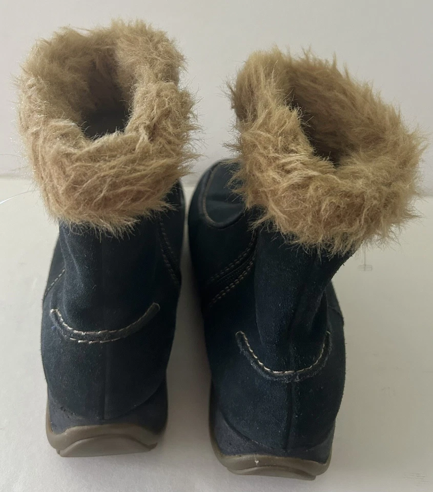 Sporto Womens Navy Blue Suede Fur Lined Insulated Zip Up Ankle Boots - Image 4 of 4