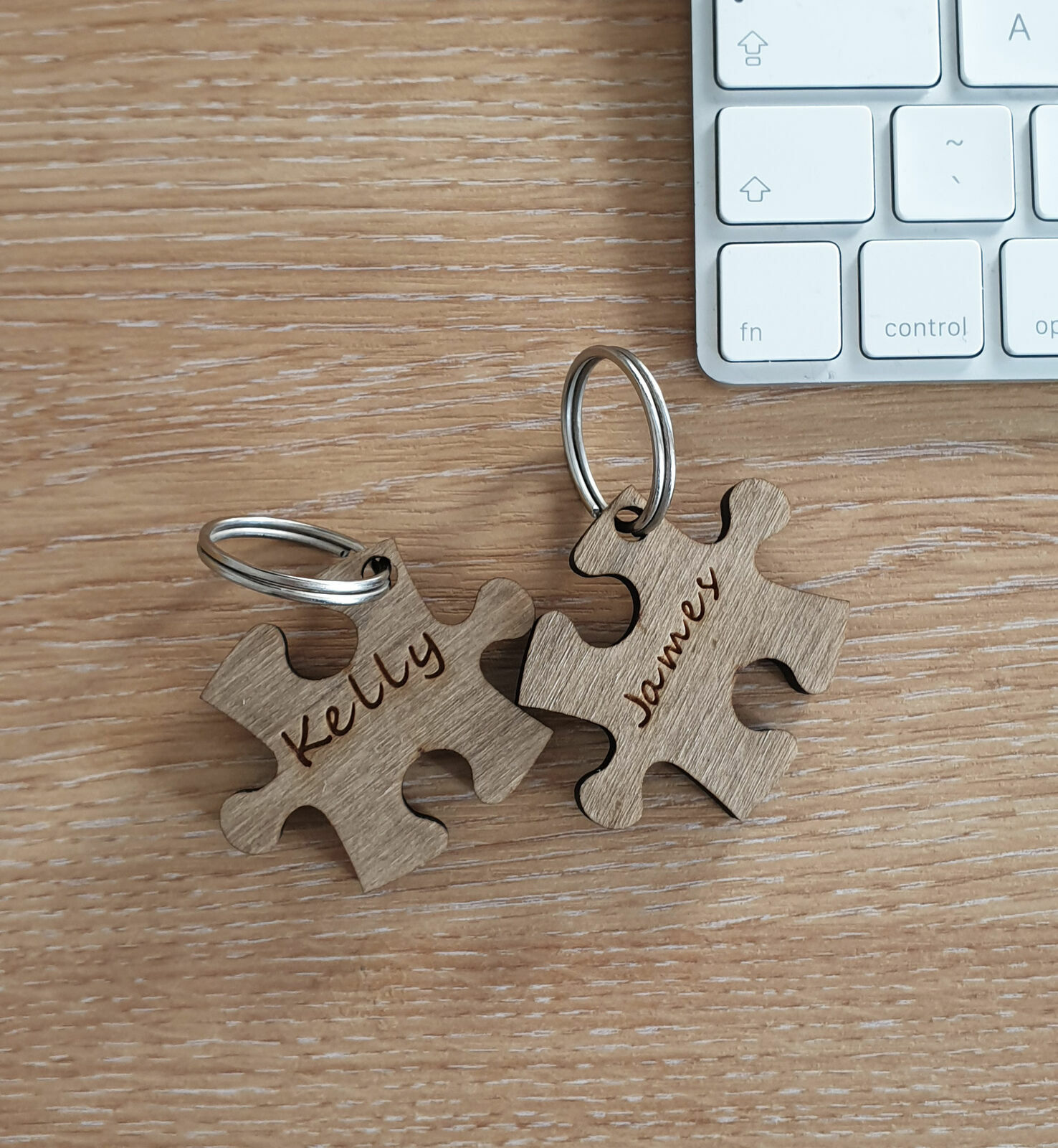 KEY RING - TWO Personalised Jigsaw Pieces Love Friendship BFF Friend Bestie Gift