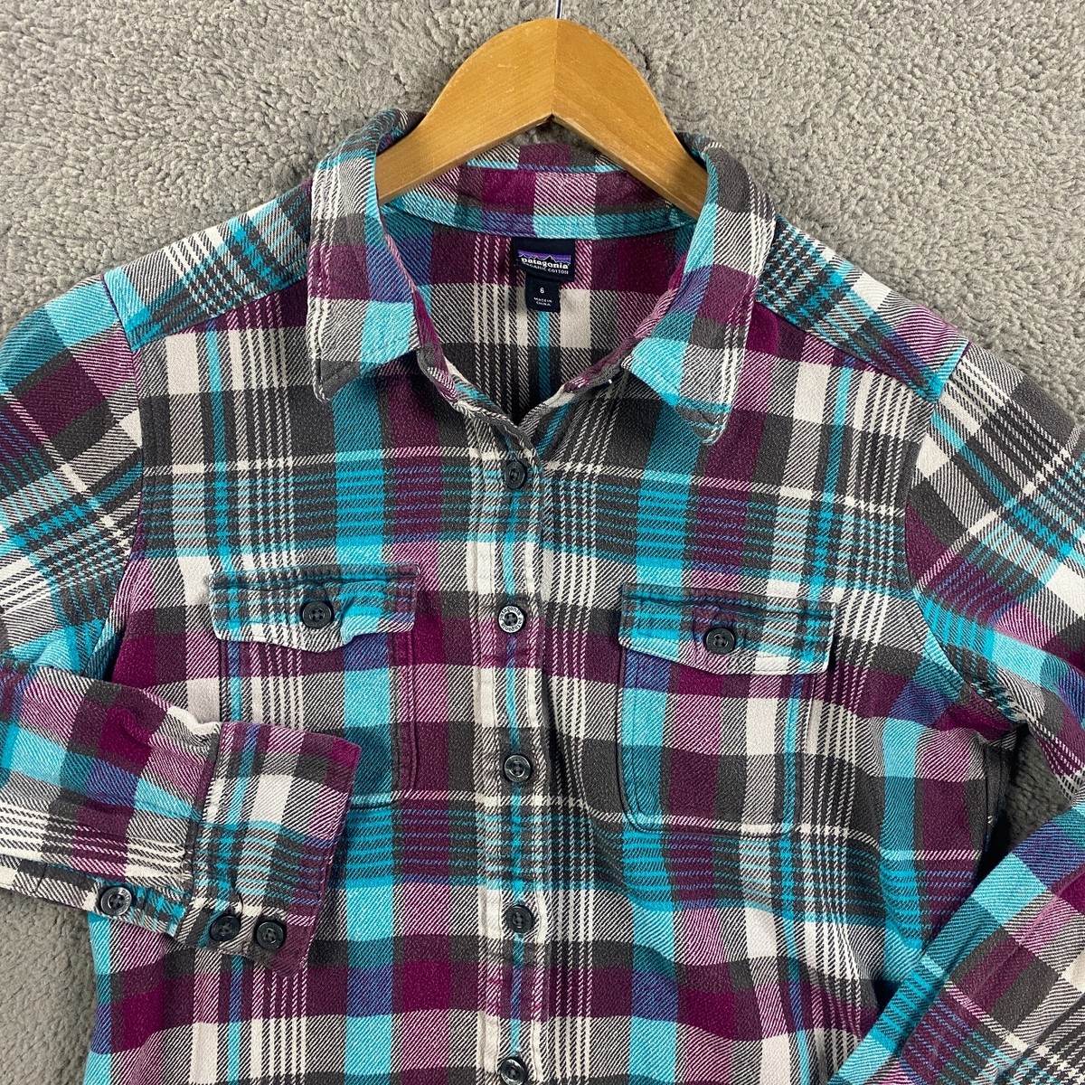 Patagonia Fjord Flannel Button Shirt Womens Plaid Organic Cotton
