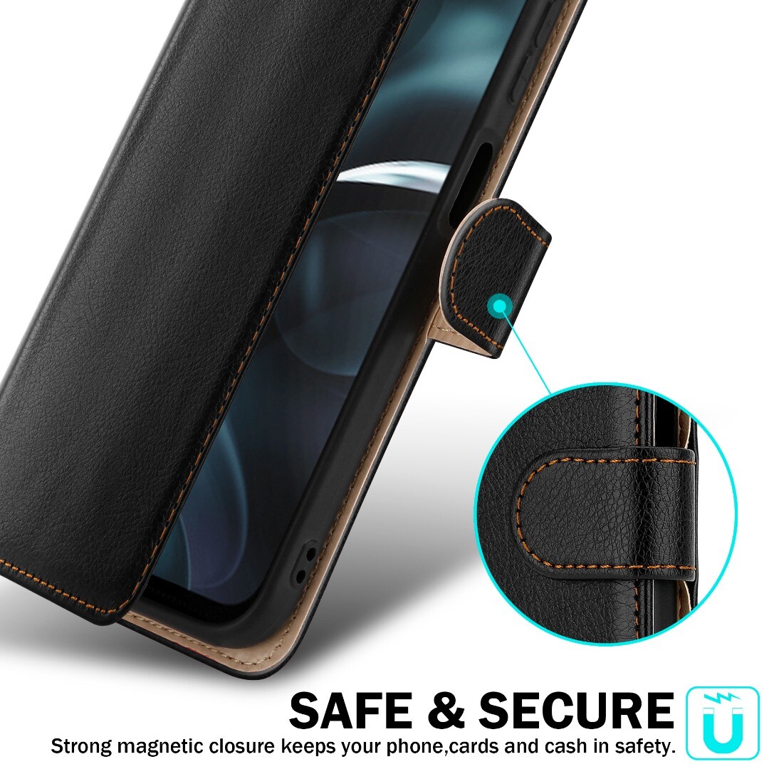 WBWONE Cover a Libro per Motorola Moto G14 Case, Flip Caso in PU Pelle