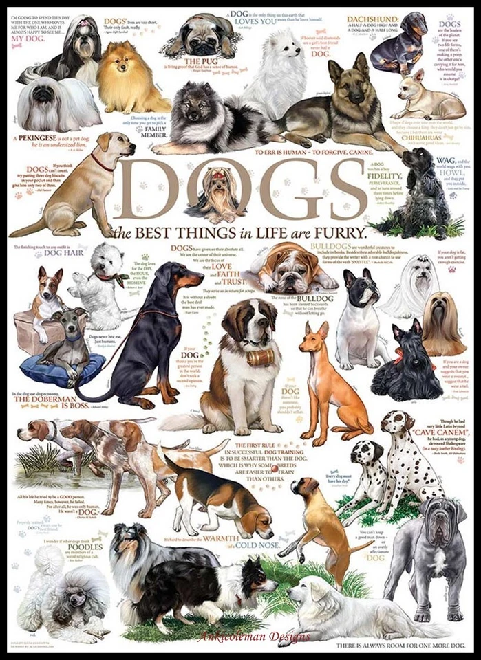 ANKICOLEMAN DESIGNS Dog Quotes - Chart Counted Cross Stitch Patterns Needlework DIY DMC Color 14 ct