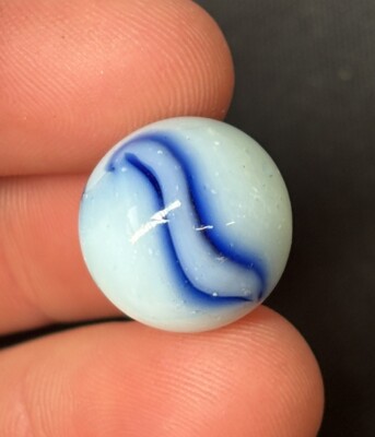 Vintage Akro Agate Christensen Swirl Art Glass Marble 0.64” Blue
