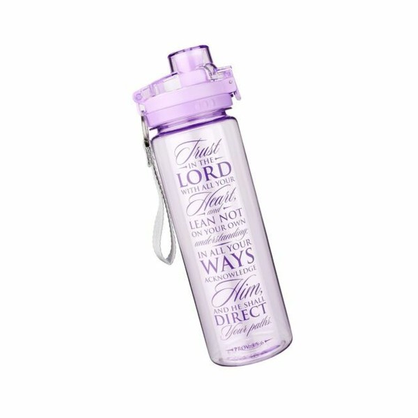 Christian Art Gifts Trust in The Lord Purple Plastic Water Bottle 25 Oz
