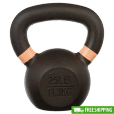 Solid Cast Iron Kettlebell 25lbs Durable Weight Strength Training Workouts Gym