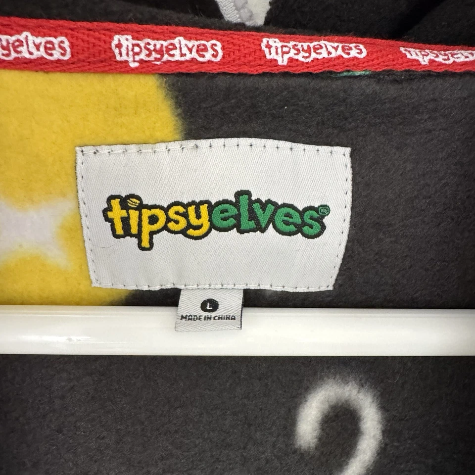 Комбинезон с капюшоном Tipsy Elves черные цветные украшения рождественская флисовая молния легкая - Изображение 3 из 4