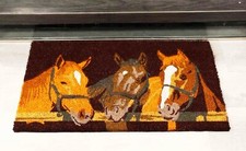 3 Horse Friends By Stable Fence Coir Coconut Fiber Floor Mat Doormat 29x17