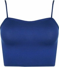 Ladies Strappy Plain Camisole Bralet Vest Gym Sports Running Summer Bra Crop Top